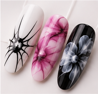Spider gel and blooming gel nail art